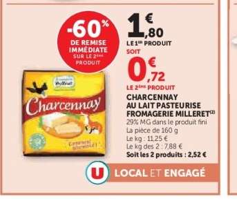Charcennay au lait pasteurise Fromagerie Milleret