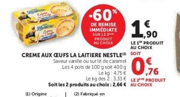 CREME AUX ŒUFS LA LAITIERE NESTLE