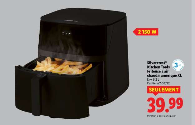 Silvercrest® Kitchen Tools Friteuse à air chaud numérique XL