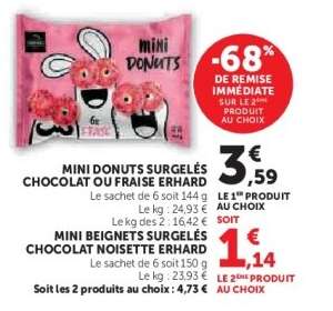 MINI DONUTS SURGELÉS CHOCOLAT OU FRAISE ERHARD