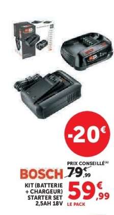 BOSCH KIT (BATTERIE + CHARGEUR) STARTER SET 2,5AH 18V