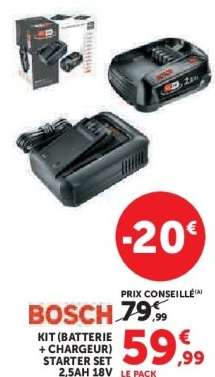 BOSCH KIT (BATTERIE + CHARGEUR) STARTER SET 2,5AH 18V