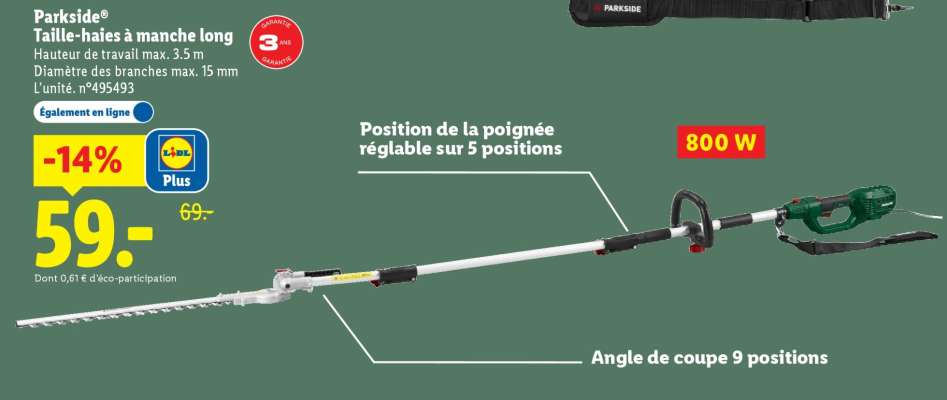 PARKSIDE Taille-haies à manche long