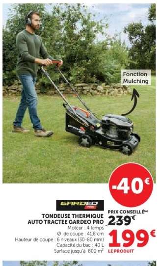 TONDEUSE THERMIQUE AUTO TRACTEE GARDEO PRO