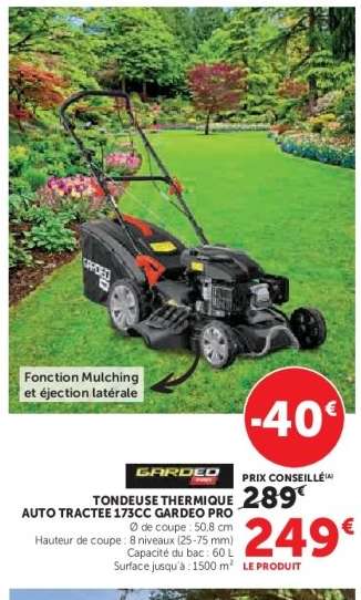 Tondeuse Thermique Auto Tractée 173cc Gardeo Pro