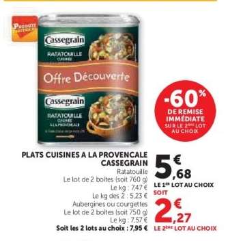 PLATS CUISINES A LA PROVENCALE CASSEGRAIN