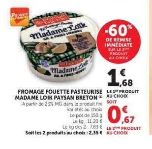 Fromage Fouetté Pasteurisé Madame Loïk Paysan Breton