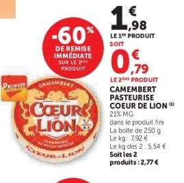 Camembert Pasteurisé Coeur de Lion
