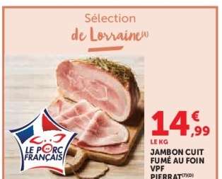 Jambon cuit fumé au foin VPF Pierrat