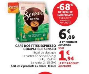 CAFE DOSETTES ESPRESSO COMPATIBLE SENSEO