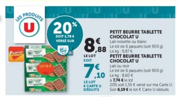 PETIT BEURRE TABLETTE CHOCOLAT U