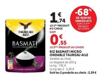 Riz Basmati Micro-Ondable "Taureau Ailé"