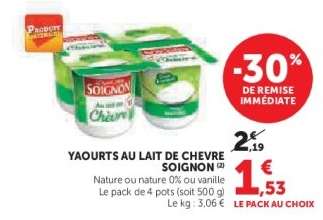 YAOURTS AU LAIT DE CHEVRE SOIGNON