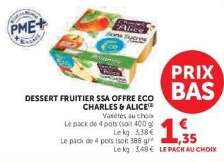 DESSERT FRUITIER SSA OFFRE ECO CHARLES & ALICE