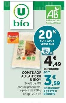Comté AOP au Lait Cru U Bio