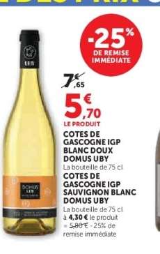 COTES DE GASCOGNE IGP BLANC DOUX DOMUS UBY