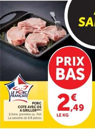 Porc : côte avec os à griller