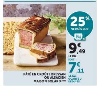 Pâté en Croûte Bressan ou Alsacien Maison Bolard