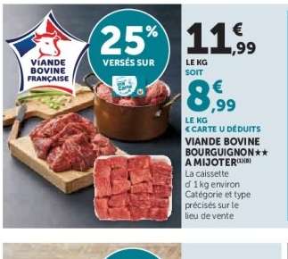 Viande bovine : bourguignon** à mijoter