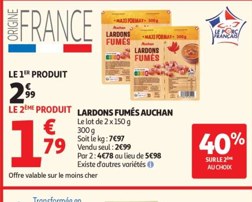 Lardons Fumés Auchan