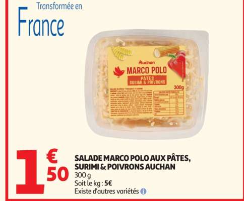 SALADE MARCO POLO AUX PÂTES, SURIMI & POIVRONS AUCHAN