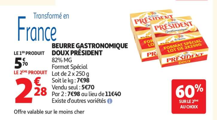 Beurre Gastronomique Doux Président