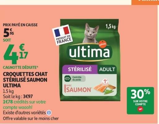 CROQUETTES CHAT STÉRILISÉ SAUMON ULTIMA