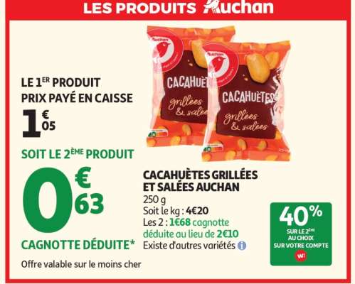 Cacahuètes Grillées Et Salées Auchan