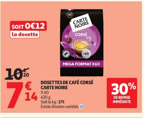 DOSETTES DE CAFÉ CORSÉ CARTE NOIRE