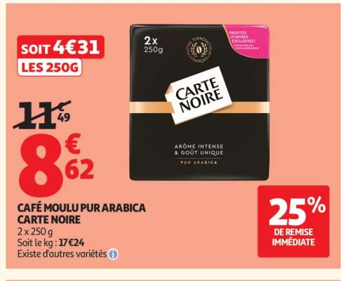 CAFÉ MOULU PUR ARABICA CARTE NOIRE