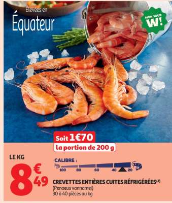 Crevettes Entières Cuites Réfrigérées
