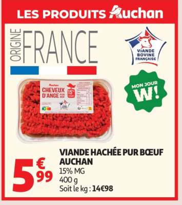 Viande Hachée Pur Bœuf Auchan