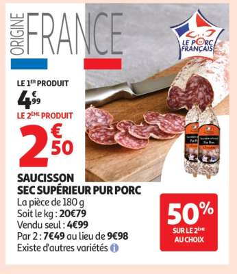 Saucisson Sec Supérieur Pur Porc