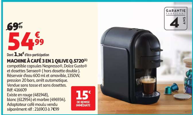 MACHINE À CAFÉ 3 EN 1 QILIVE Q.5720