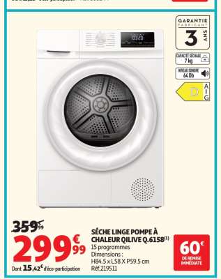 SÈCHE LINGE POMPE À CHALEUR QILIVE Q.6158