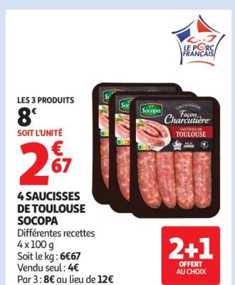 4 Saucisses De Toulouse Socopa