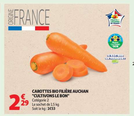 Carottes Bio Filière Auchan "Cultivons Le Bon"