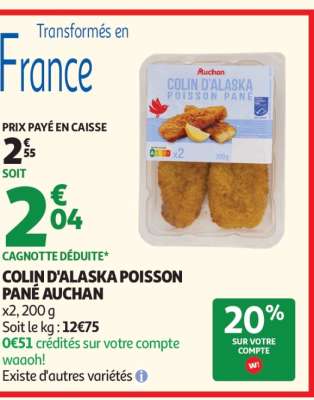 COLIN D'ALASKA POISSON PANÉ AUCHAN
