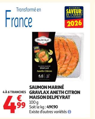 SAUMON MARINÉ GRAVLAX ANETH CITRON MAISON DELPEYRAT