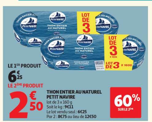 Thon entier au naturel 'Petit Navire'