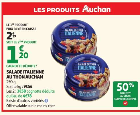 SALADE ITALIENNE AU THON AUCHAN