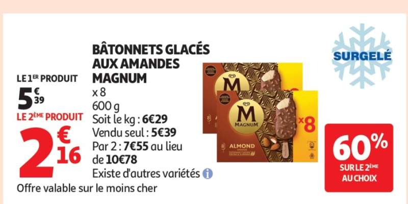 BÂTONNETS GLACÉS AUX AMANDES MAGNUM