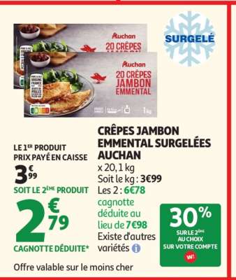 Crêpes Jambon Emmental Surgelées Auchan