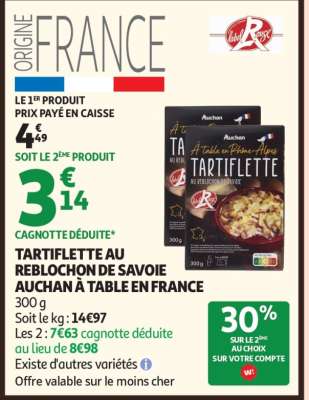 Tartiflette Au Reblochon De Savoie Auchan À Table En France