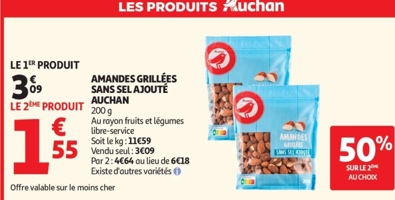 Amandes Grillées Sans Sel Ajouté Auchan