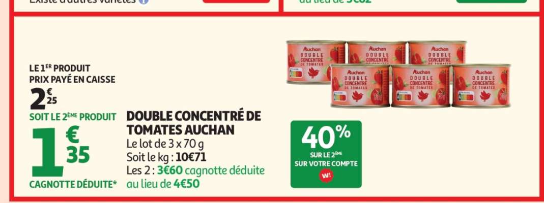 Double Concentré De Tomates Auchan