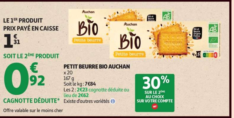 PETIT BEURRE BIO AUCHAN