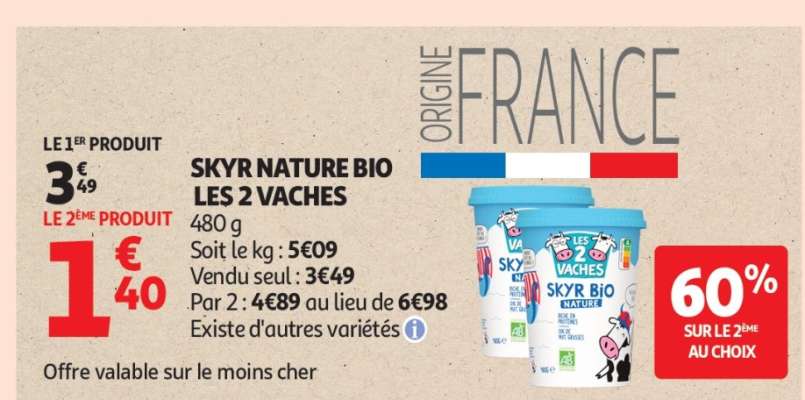 Skyr Nature Bio Les 2 Vaches