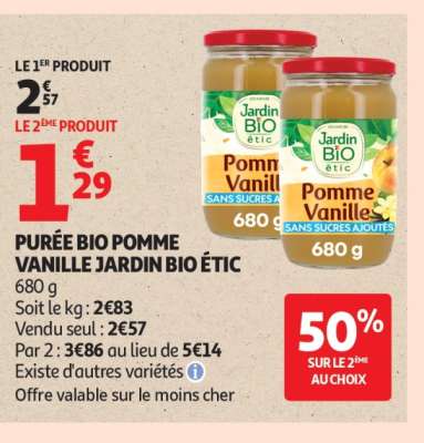 PURÉE BIO POMME VANILLE JARDIN BIO ÉTIC