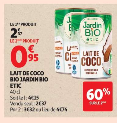 Lait De Coco Bio Jardin Bio Etic